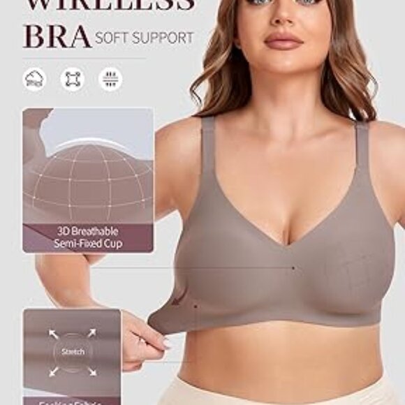 NEW ❤️ GAILIFE Seamless, Supportive, Molded Cups, Push-Up Bra in Taupe - Picture 3 of 9